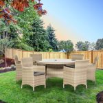 Lisbon 6 Seat Round Dining Set Cream