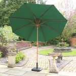 3m Woodlook Crank and Tilt Parasol Green