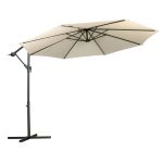 Royal Craft 3m Cantilever Powder Coated Parasol with Cross Stand Cream