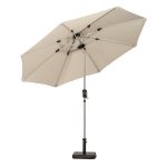 Aluminium 2.7m Crank and Tilt Parasol with LED Strip Lights Cream