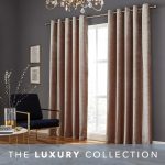 Stockton Champagne Velvet Eyelet Curtains Champagne