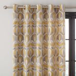 Scandi Tulip Ochre Jacquard Eyelet Curtains Ochre