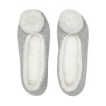 Pom Pom Faux Fur Grey Slippers Grey