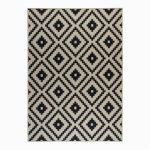 Indoor and Outdoor Geometric Black Rug Black