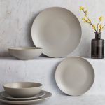 Stoneware 12 Piece Cool Grey Dinner Set Grey