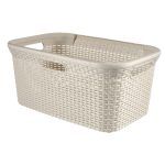 Curver 45 Litre Rattan Laundry Basket Cream