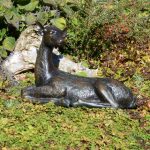 Solstice Sculptures Large Lying Deer Sculpture Dark Green