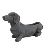 Solstice Sculptures Blue Iron Effect Sausage Dog Planter Blue
