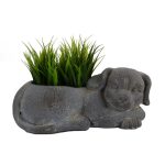 Solstice Sculptures Blue Iron Effect Dog Planter Blue
