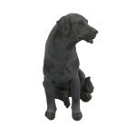 Solstice Sculptures Blue Iron Effect Sitting Dog Sculpture Blue