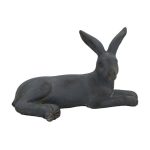 Solstice Sculptures Blue Iron Effect Lying Hare Sculpture Blue