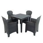 Trabella Roma 4 Seat Bench Dining Set Set Grey