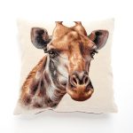 Giraffe Tapestry Cushion Natural