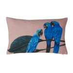 Blue Macaws Cushion Brown