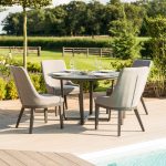 Maze Rattan Pacific Grey 4 Seat Round Dining Set Grey
