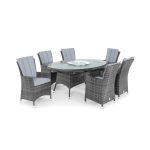 Maze Rattan LA Grey 6 Seat Oval Dining Set Grey