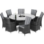 Maze Rattan LA Grey 8 Seat Round Dining Set Grey