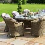 Maze Rattan Winchester Natural 8 Seat Ovan Dining Set Natural