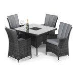 Maze Rattan LA Grey 4 Seat Square Dining Set Grey