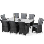 Maze Rattan LA Grey 8 Seat Rectangular Dining Set Grey