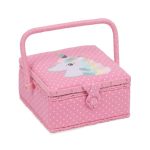 Embroidered Unicorn Sewing Box Pink