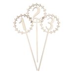 Pack of 12 Wooden Laurel Wreath Table Numbers Natural