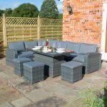 Rowlinson Thornbury Grey Rattan 8 Seat Corner Dining Set Grey