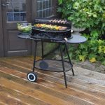 Kingfisher Oval Steel Trolley BBQ Black