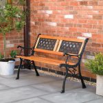 Kingfisher Wood and Cast Metal Garden Bench Brown