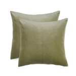 Pack of 2 Khaki Supersoft Velour Cushion Covers Khaki (Green)