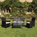 Kingfisher Black Rattan 4 Seat Conversation Set Black