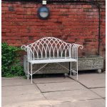 Kingfisher Vintage Cream Metal Garden Bench Cream