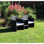 Kingfisher Black Rattan 2 Seat Loveseat Black