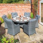 Rowlinson Manhattan Grey Rattan 6 Seat Round Dining Set Grey