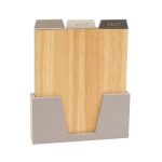 Set of 3 Wooden Chopping Boards in Stand Grey
