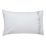 Helena Springfield Petal Embroidered Duck Egg Housewife Pillowcase Blue