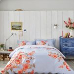 Joules Hollyhock 100% Cotton Percale Duvet Cover Blue