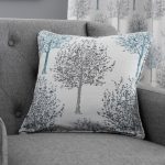 Teal Trees Jacquard Cushion Teal (Blue)