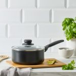 Essentials Aluminium 20cm Saucepan Black