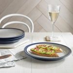 Set of Four Denby Elements Dark Blue Dinner Plates Blue