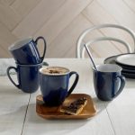 Set of Four Denby Elements Dark Blue Mugs Blue