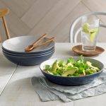Set of Four Denby Elements Dark Blue Pasta Bowls Blue