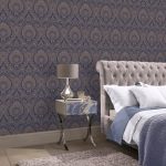 Luxe Navy Damask Wallpaper Navy