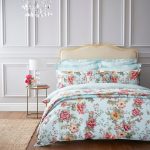 Dorma Hannah 100% Cotton Sateen Duvet Cover Light Blue