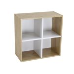 Rome Modular 4 Cube White and Oak Finish Cube Shelving Unit Brown