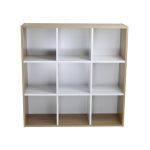 Rome Modular 9 Cube White and Oak Finish Cube Shelving Unit Brown