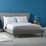 Mid Century Upholstered Bed – Light Grey Light Grey