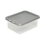 Pack of Four Silver 17L Plastic Storage Boxes Silver