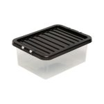 Pack of Four Black 17L Plastic Storage Boxes Black