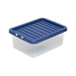 Pack of Four Navy 17L Plastic Storage Boxes Blue